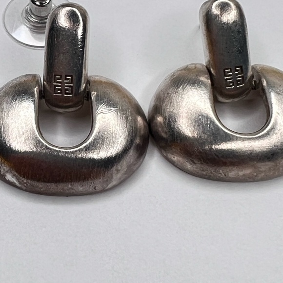 SOLD Givenchy Vintage Door Knocker Silver  Earrings Logo design - Picture 4 of 7